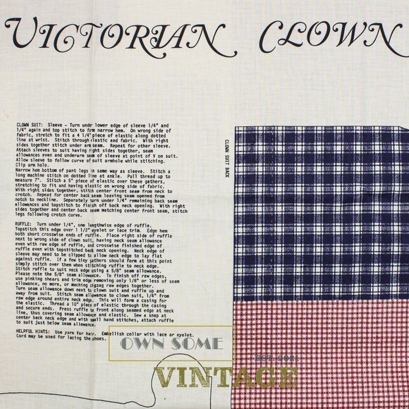 Vintage Victorian Clown Cutout Sewing Pattern | - Picture 6 of 6